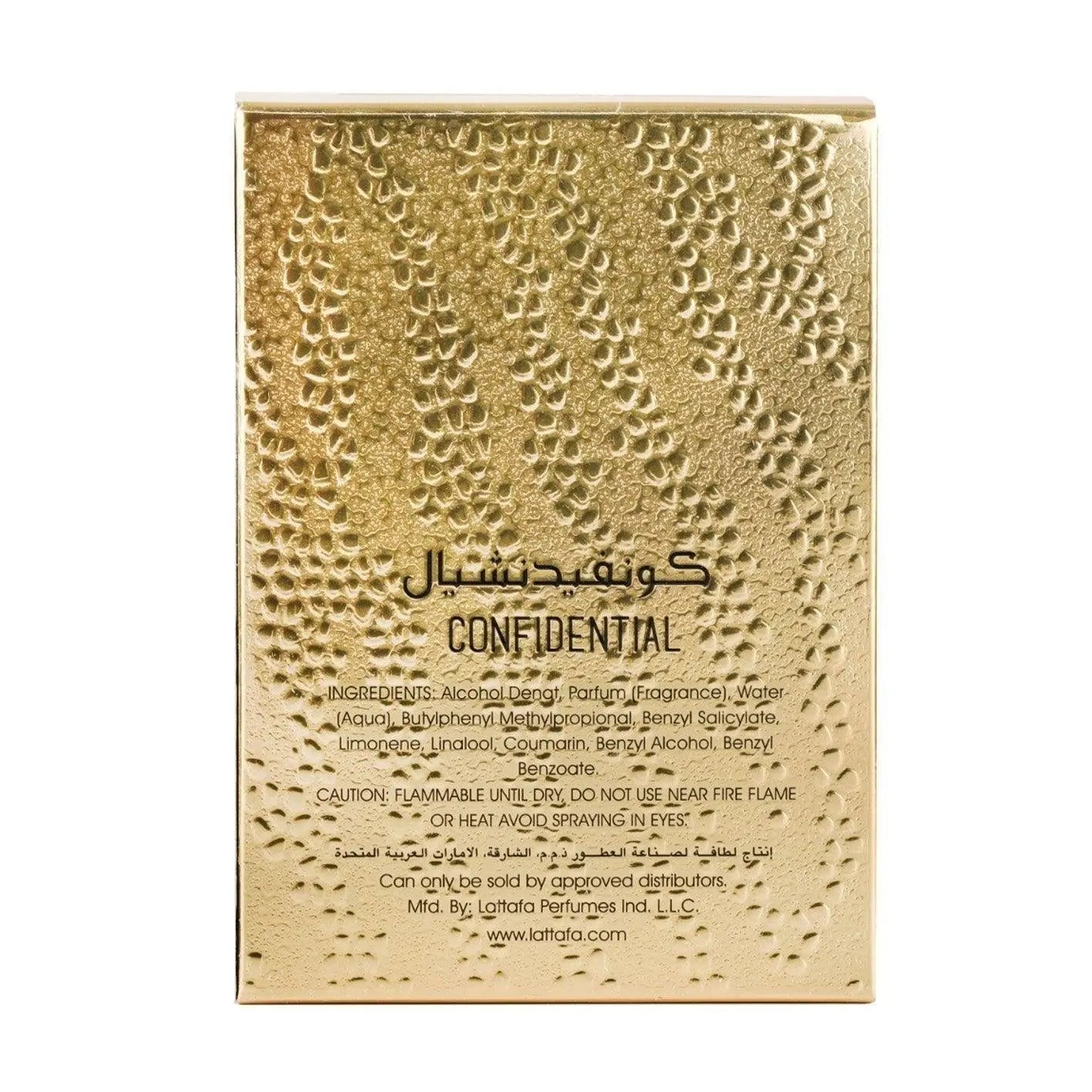 Confidential Private Gold Perfume 100ml EDP Lattafa