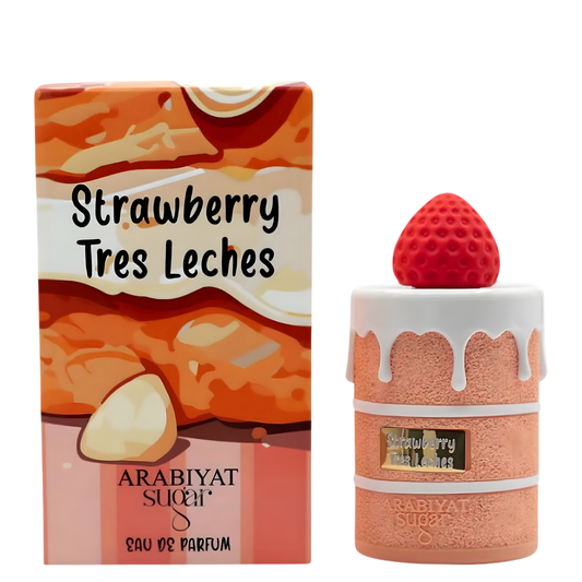 Arabiyat Sugar Strawberry Tres Leches 100ml EDP in its original luxury pink packaging