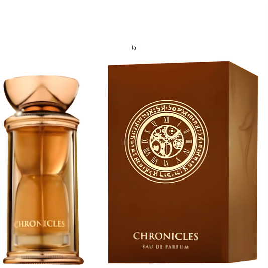 Chronicles Perfume 80ml EDP by French Avenue hourglass-shaped bottle with gold cap - Wholesale UK at IMPERIAN