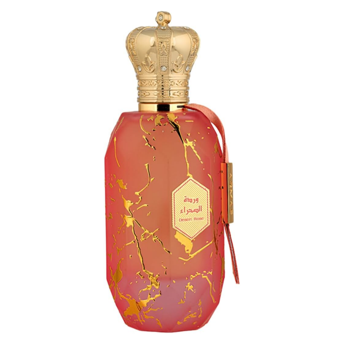 Desert Rose Eter Perfume 100ml EDP by Armaf coral pink bottle with gold marble veins and crown cap - Wholesale UK at IMPERIAN