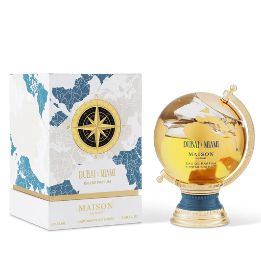 Dubai Miami Maison Asrar 100ml bottle with elegant packaging