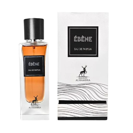 Ebene Perfume 90ml EDP by Maison Alhambra sleek glass bottle with black cap - Wholesale UK at IMPERIAN