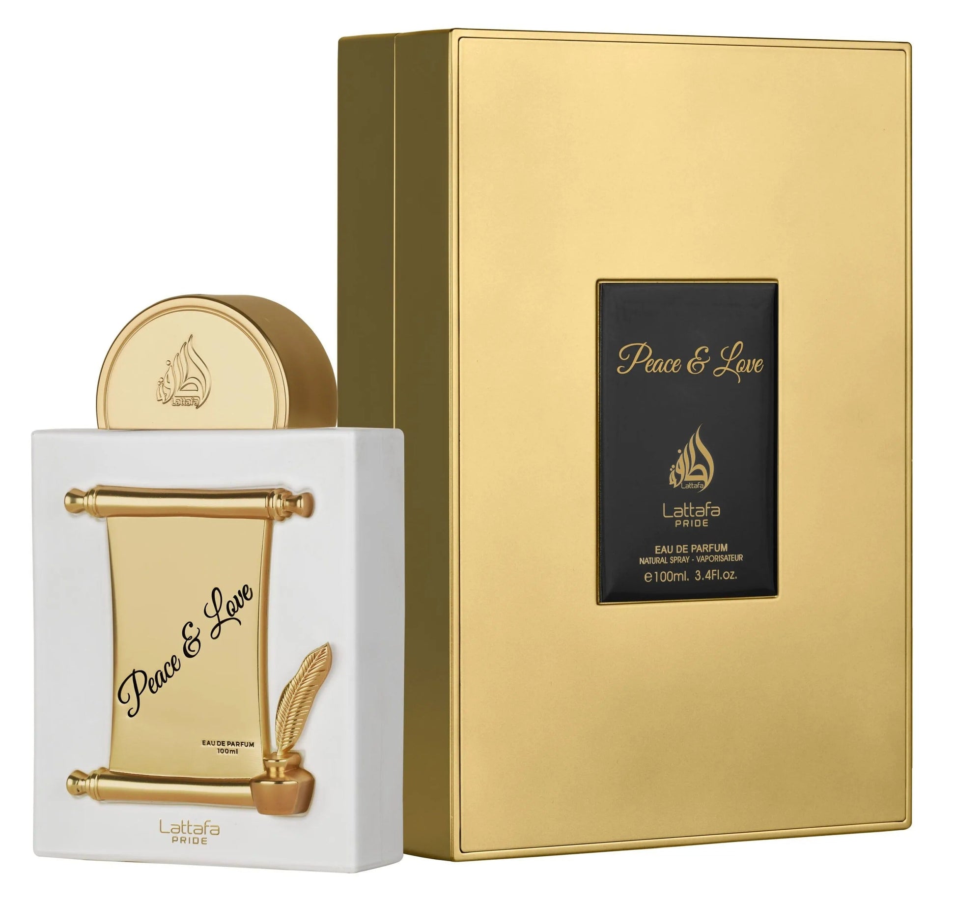 Peace & Love 100ml EDP by Lattafa Pride with luxury gold presentation box - Authentic Arabic Perfume Wholesale UK