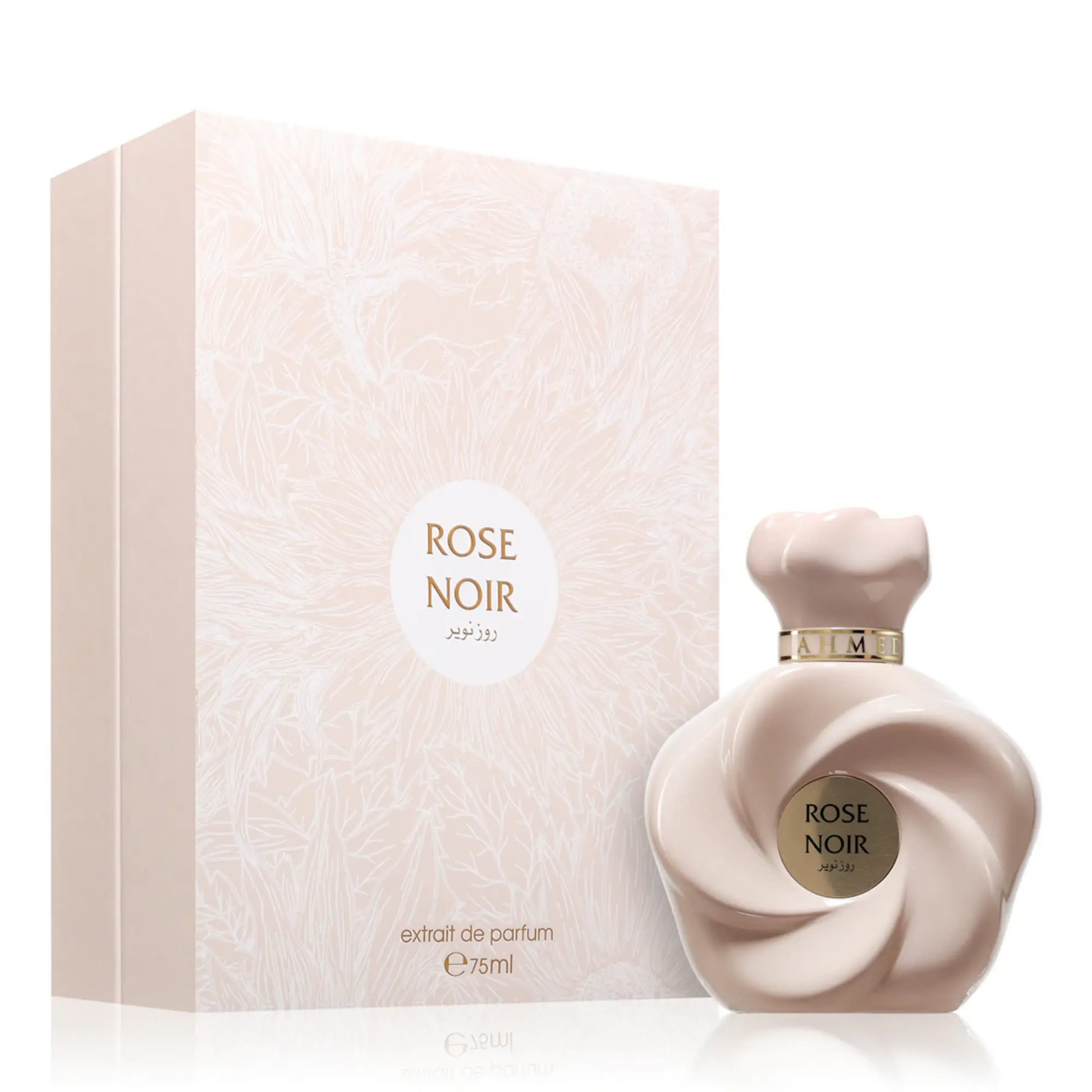 Rose Noir Ahmed Al Maghribi 75ml EDP perfume bottle and packaging