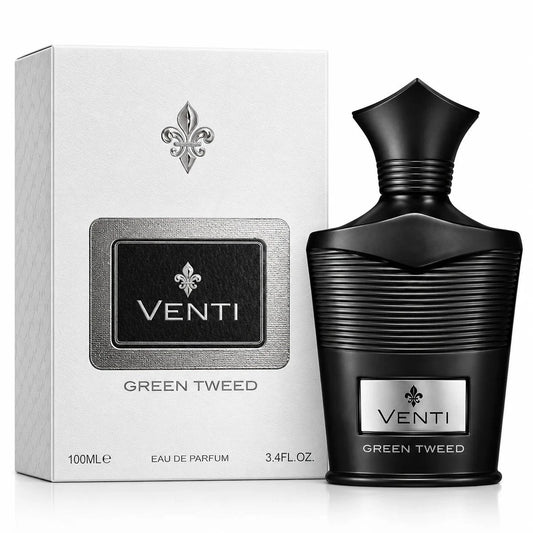 Venti Green Tweed Perfume 100ml EDP by Fragrance World matte black ribbed bottle with silver plaque - Wholesale UK at IMPERIAN